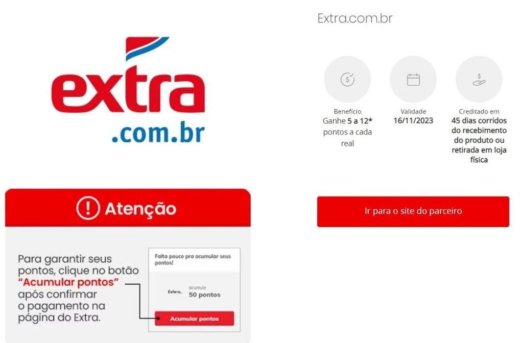 Promoção Extra e Esfera: ganhe até 42% de desconto em pontos!